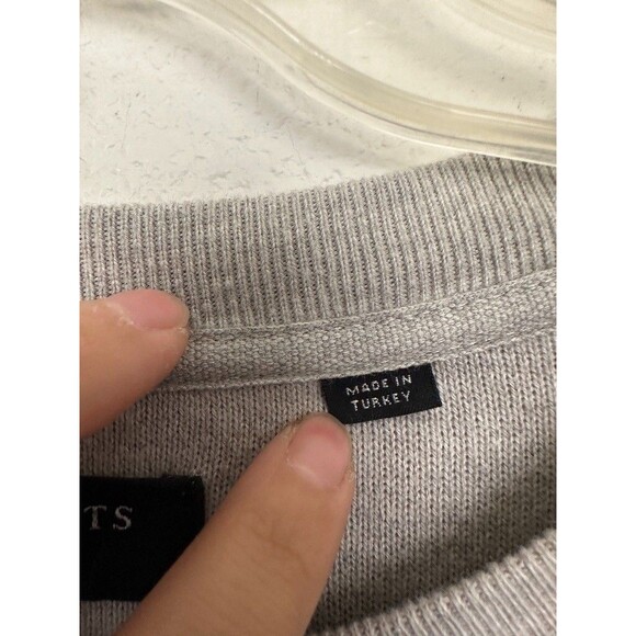 AllSaints Cordum Crewneck Sweatshirt Gray Cotton Blend Fleece Basic Men's Medium - Picture 4 of 10